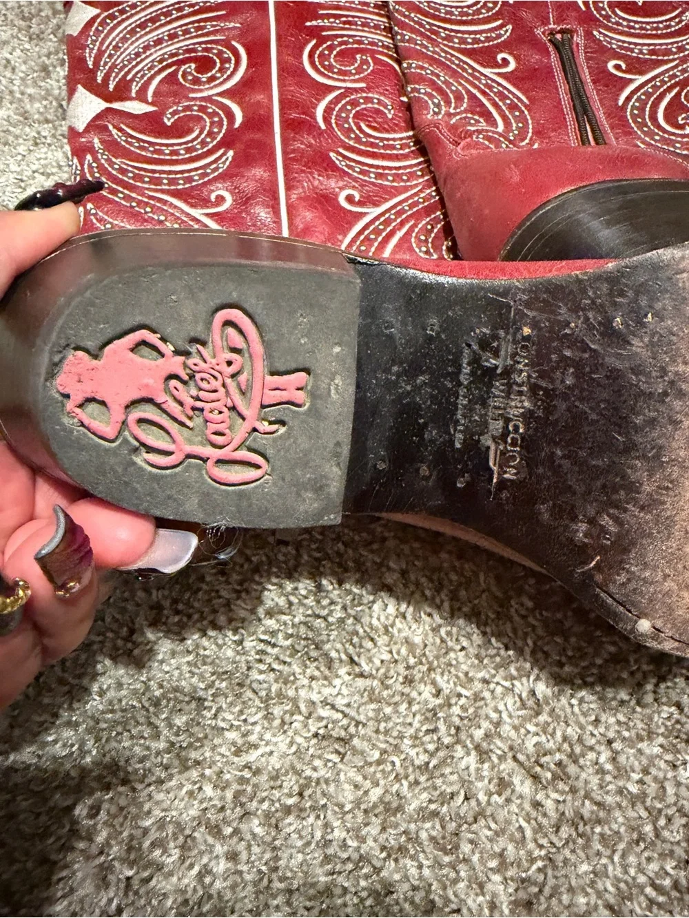 Red Embroidered Western Cowboy Boots